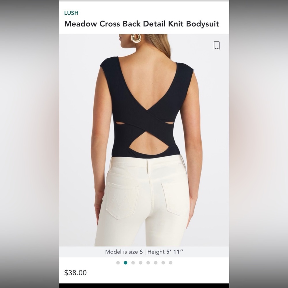 NWT Black Lush Cut Out Back Bodysuit. Size Large.